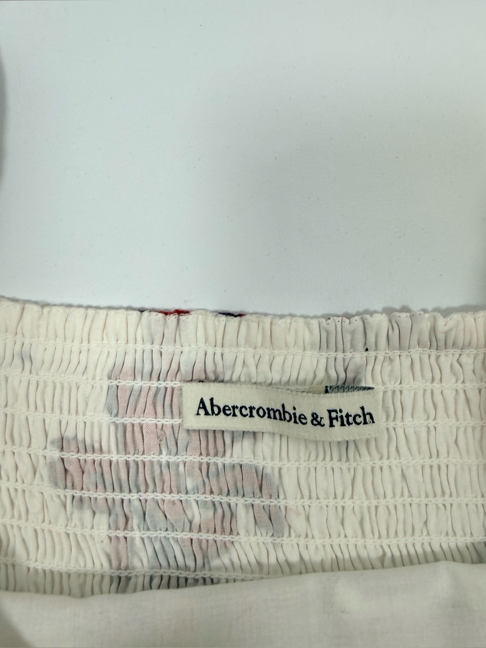Abercrombie & Fitch Smocked Dress Red Floral Accents Pockets Cottagecore Size M - Picture 7 of 12